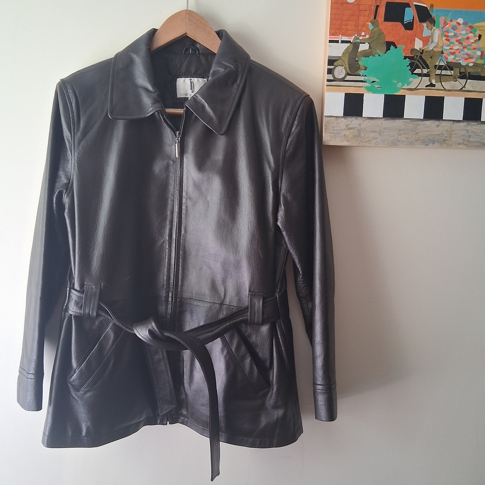 Women's Dark Brown Vintage Leather Jacket, Small